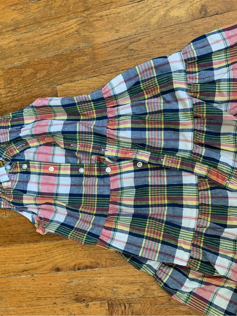 Polo by Ralph Lauren Pink, Navy & Yellow Plaid Button-Front Kids Dress